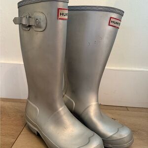 Hunter Metallic Silver Boots, Kids Size 1